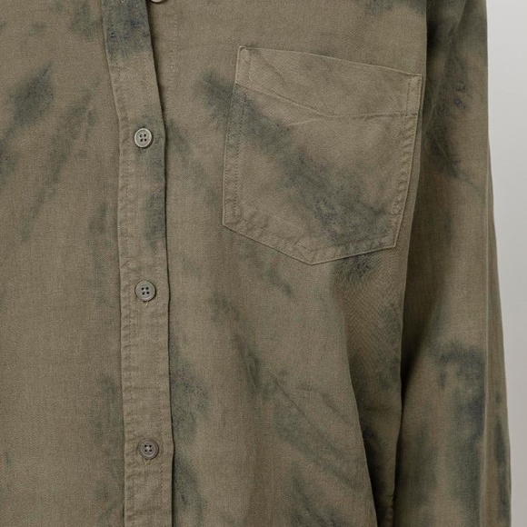 NWoT - Rails Ingrid Raw Button-Front Shirt - Olive Black Tie-Dye (S) - Picture 4 of 7